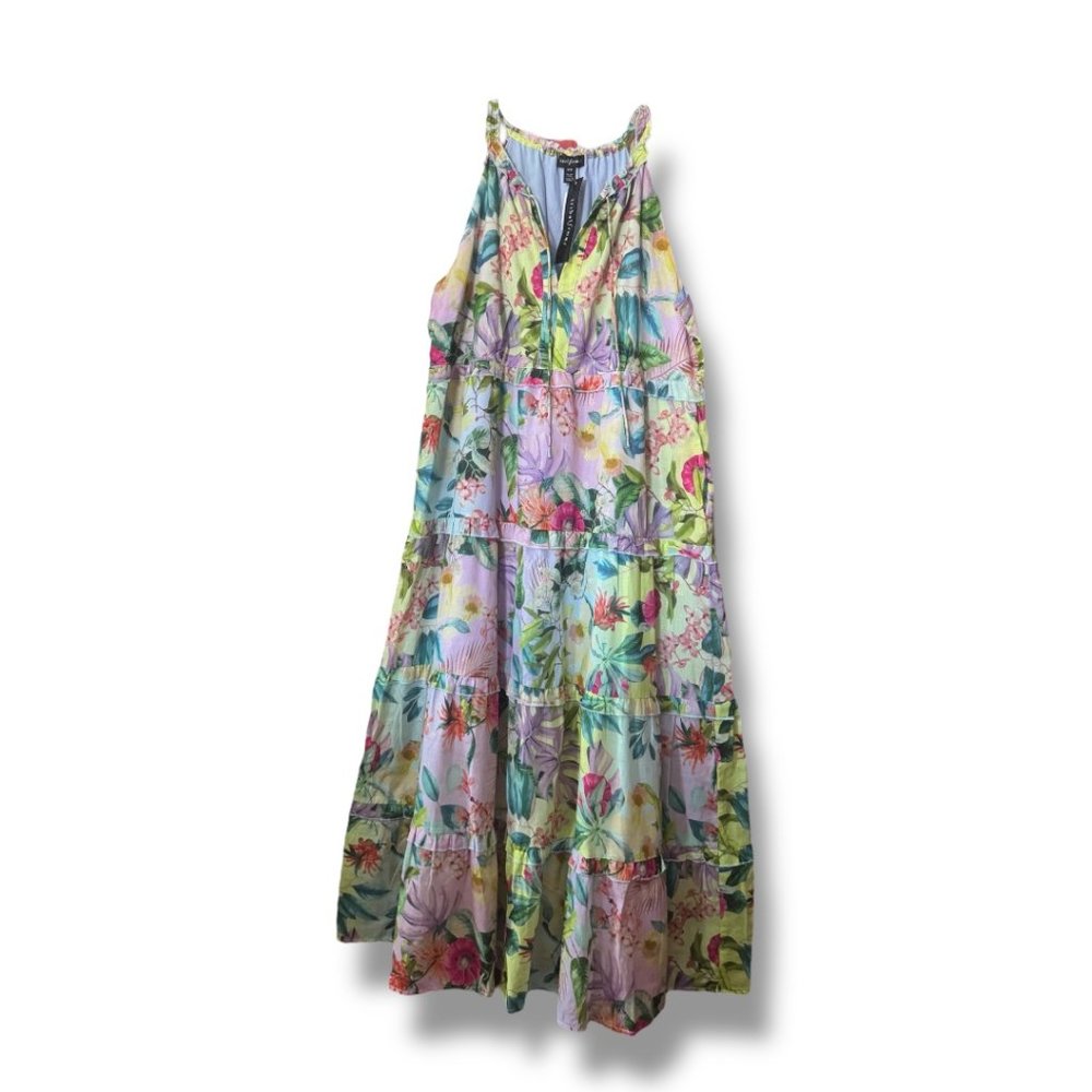 Tribal Floral Maxi Dress in Pastel Multicolor